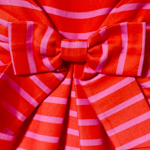 Kate Spade Jillian Pink Orange Stripe Bow Dress XS - Picture 7 of 7